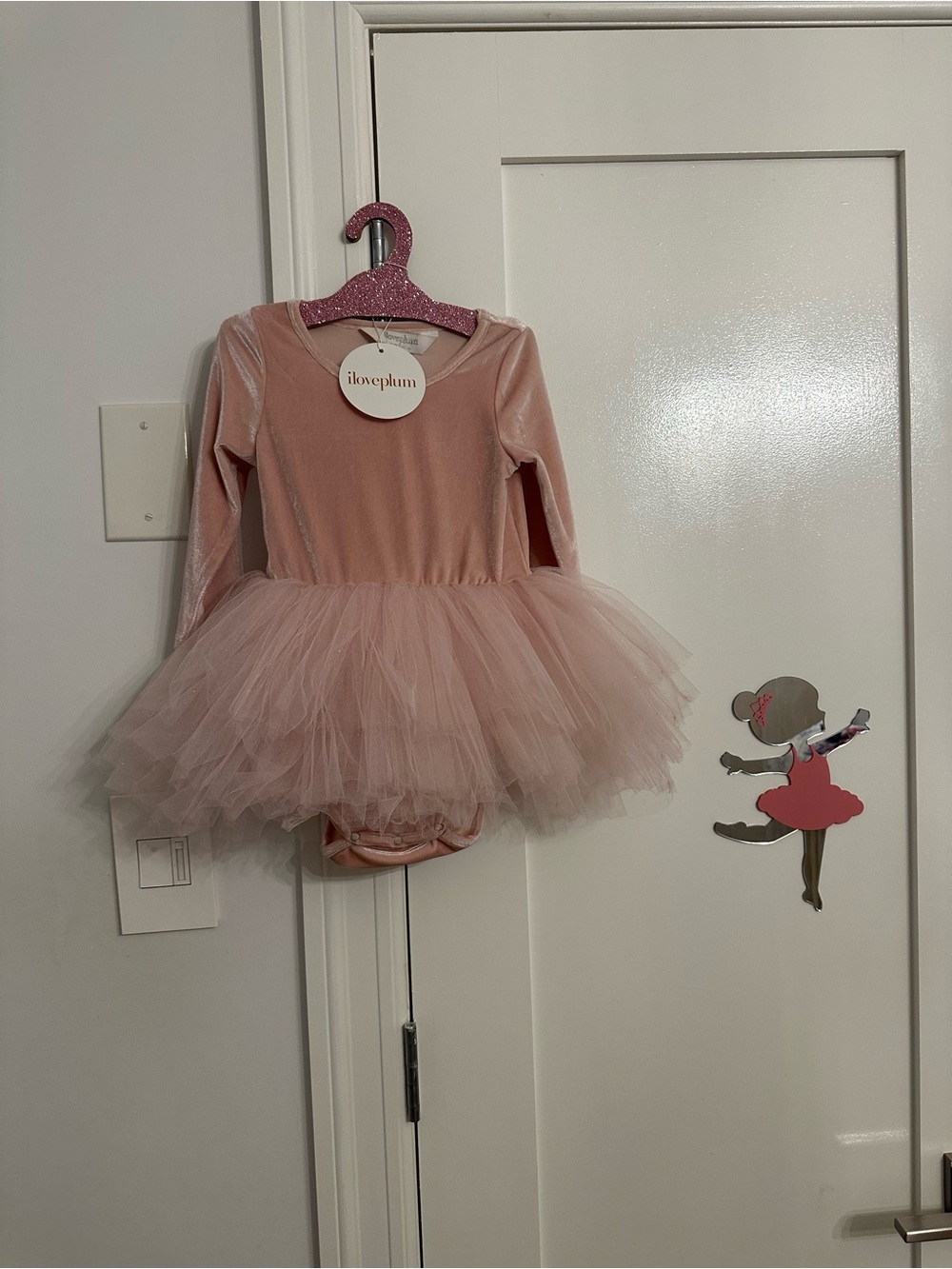 Iloveplum velvet Pink Tulle Ballet Tutu Dress